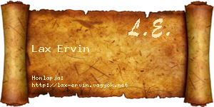 Lax Ervin névjegykártya